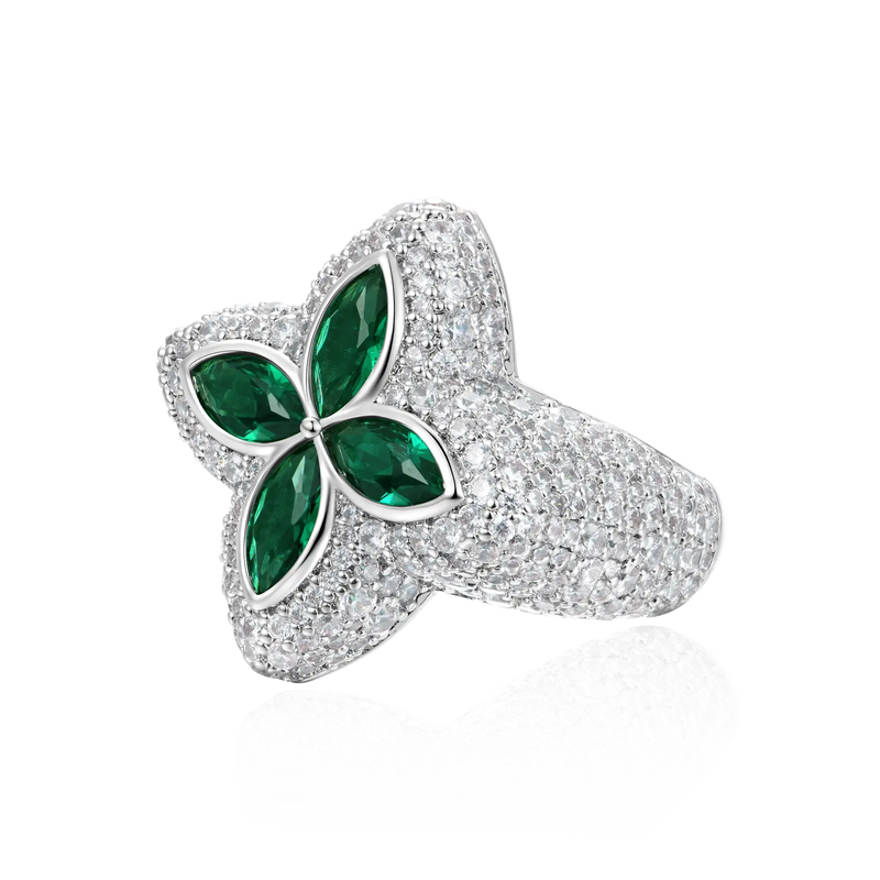 Iced Luminous Clover Ring - APORRO