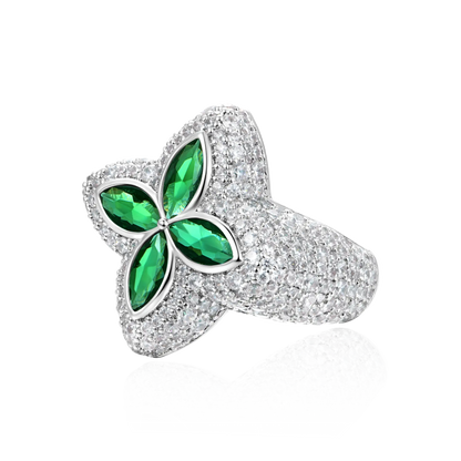 Iced Luminous Clover Ring