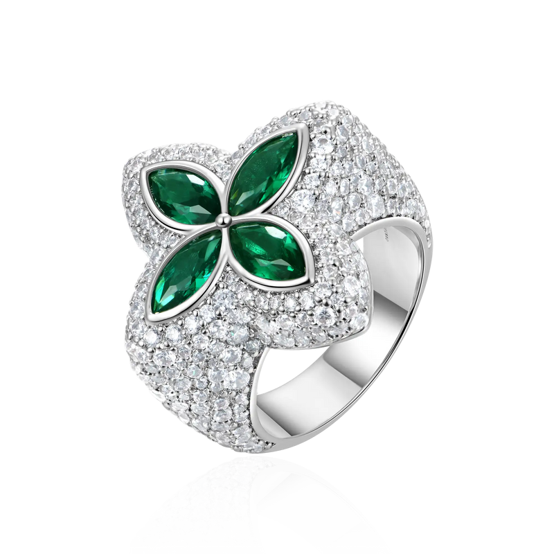 Women's Iced Luminous Clover Ring - APORRO