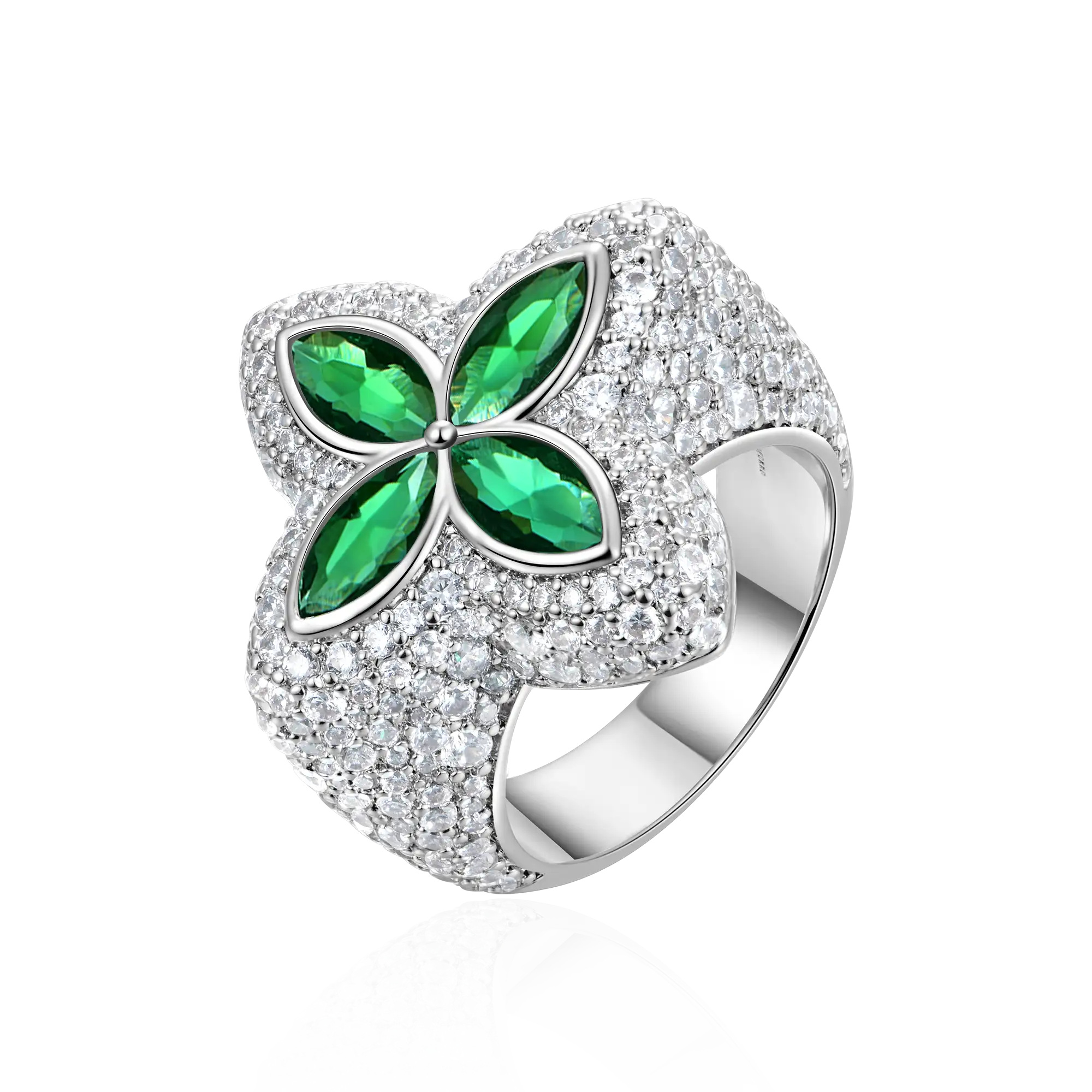 Iced Luminous Clover Ring