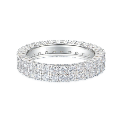 Zweireihiger Tennisring aus Moissanit – 4 mm