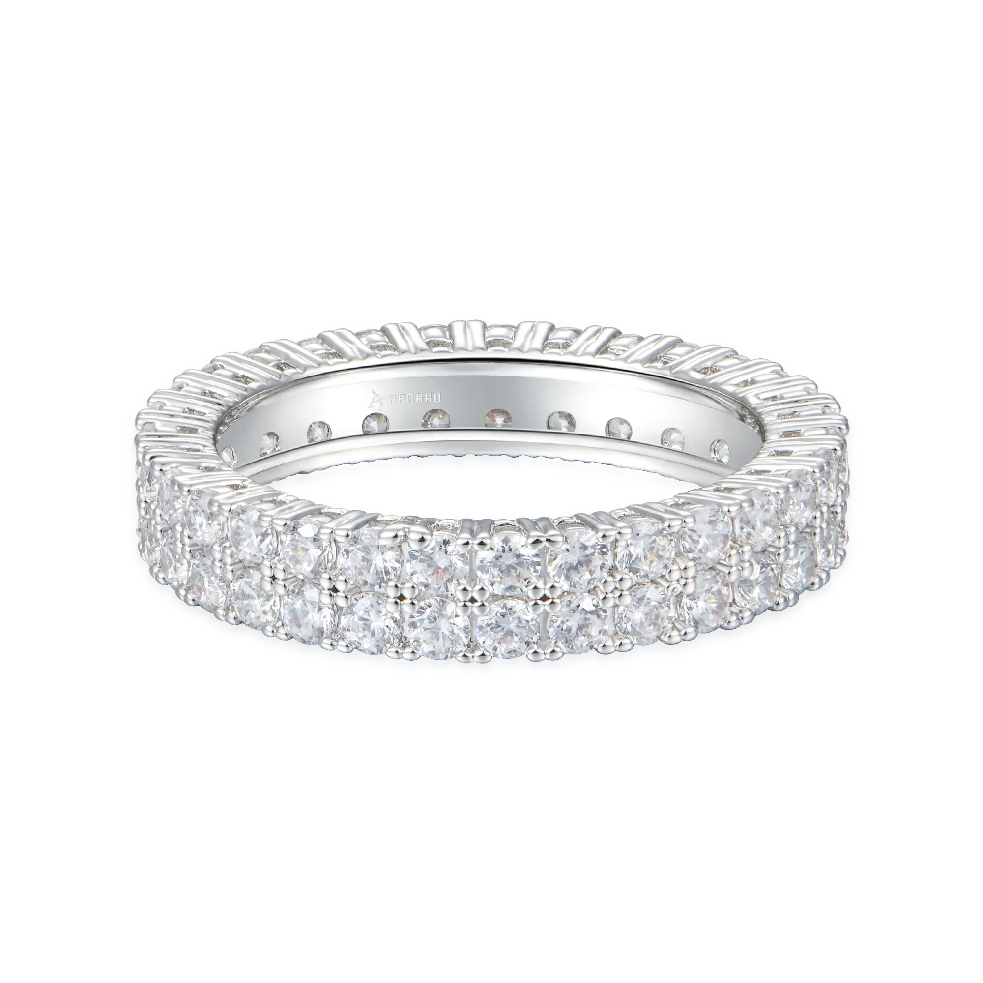 Moissanite Doppelreihen -Tennisring - 4mm