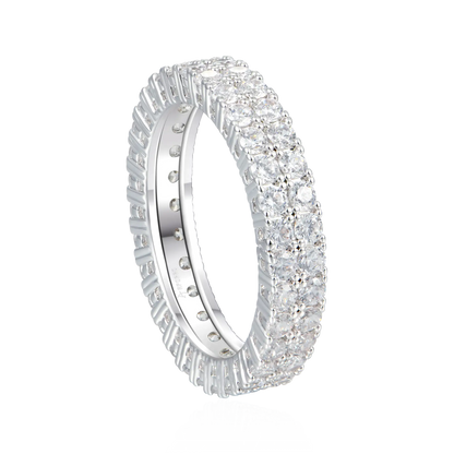 Moissanite Doppelreihen -Tennisring - 4mm