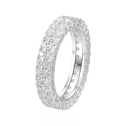 Women's Iced Double Row Tennis Ring - 4mm