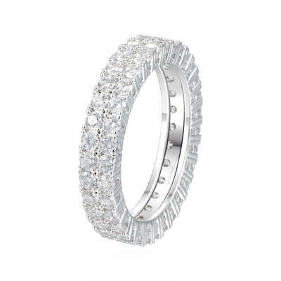 Anneau de tennis glacé à double rangée - 4 mm