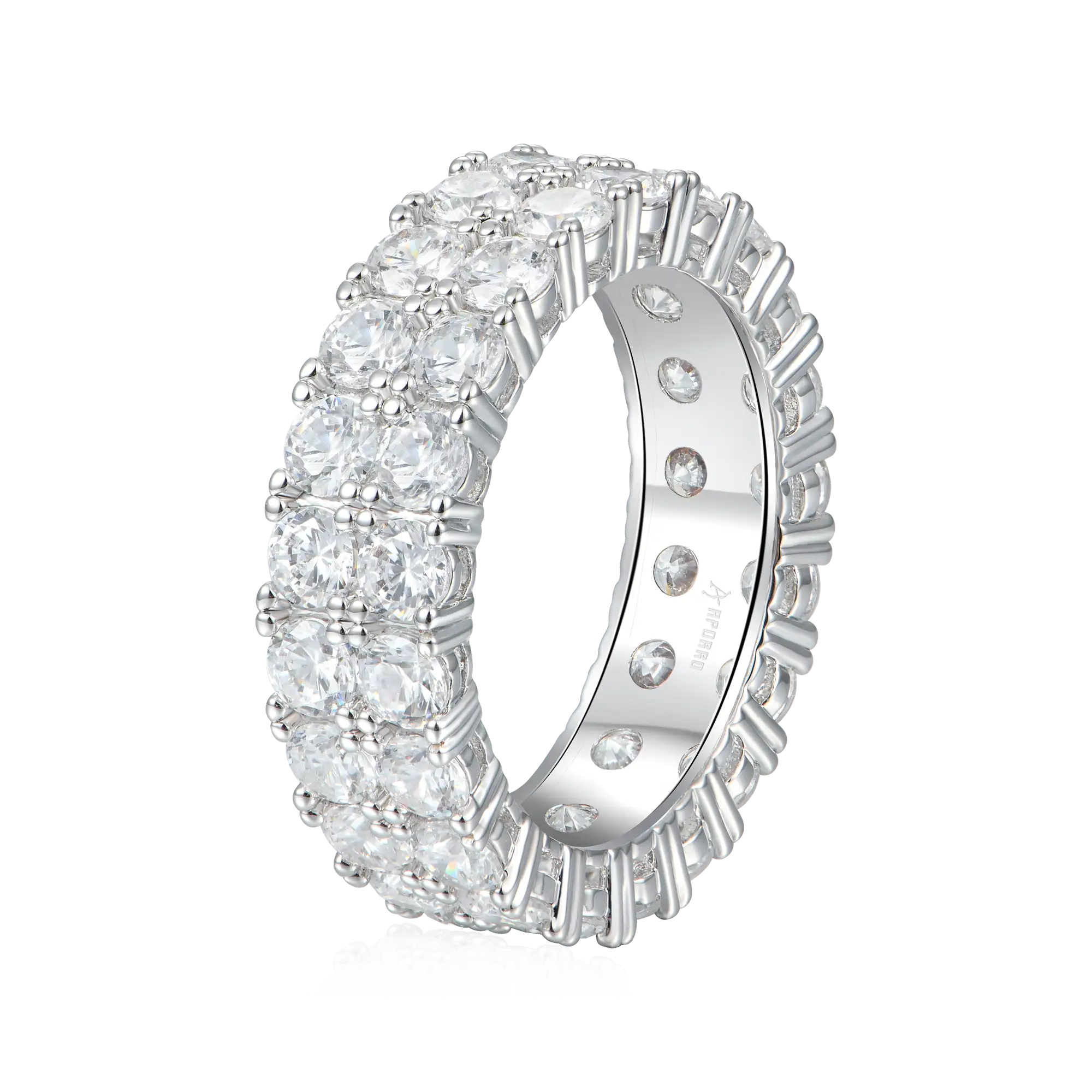 Women's Iced Double Row Tennis Ring - 6mm