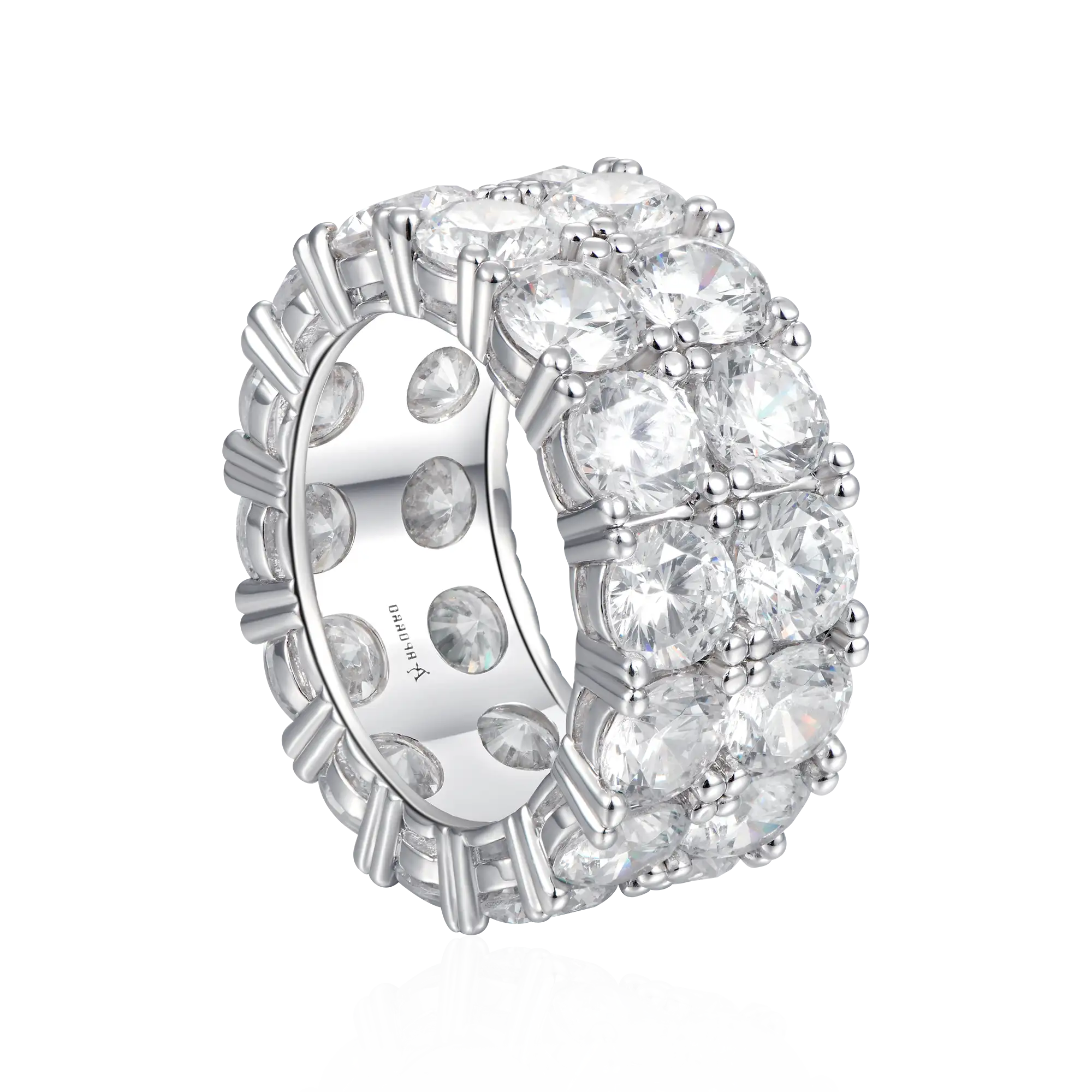 Women's Iced Double Row Tennis Ring - 10mm