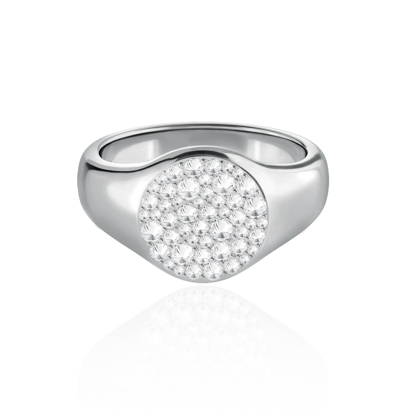 Reverse Set Diamond Signet Ring - APORRO