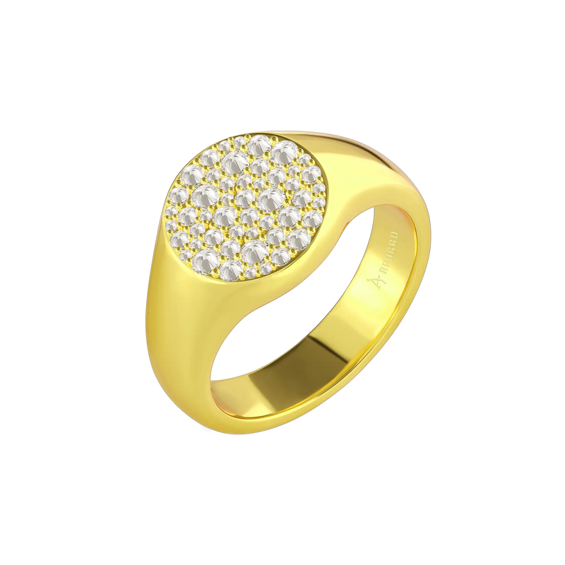 Reverse Set Diamond Signet Ring - APORRO