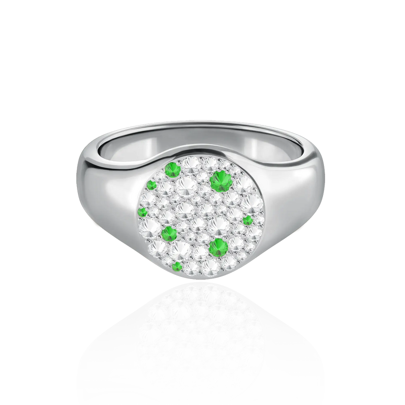 Reverse Set Diamond Signet Ring - Mix - APORRO