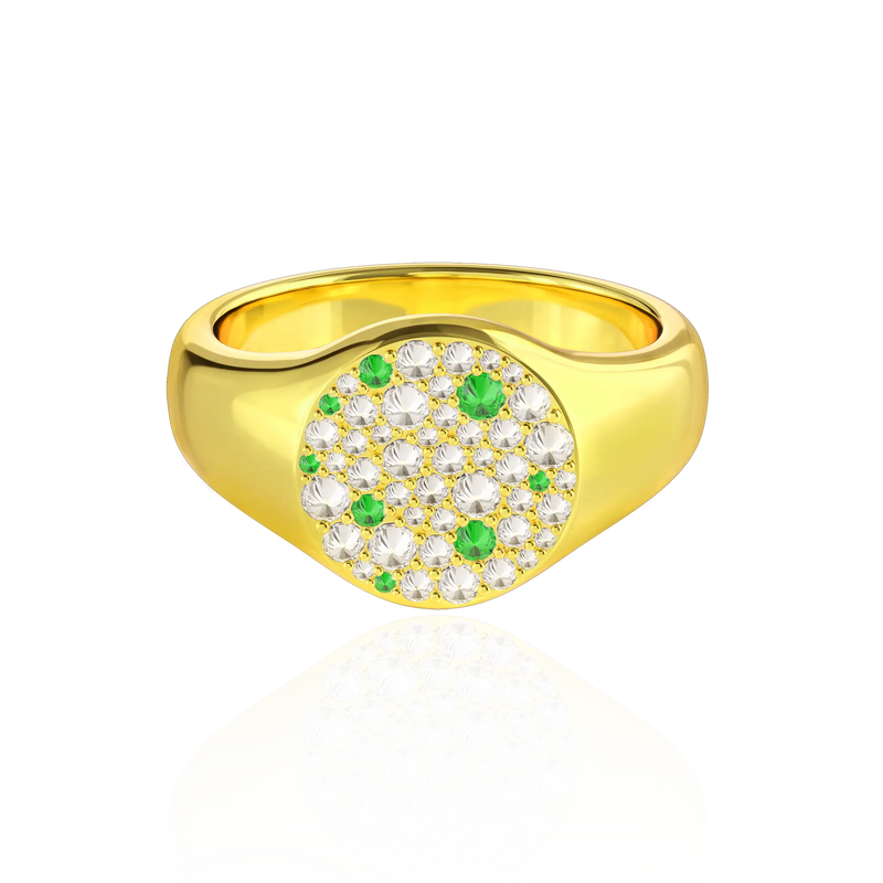 Reverse Set Diamond Signet Ring - Mix - APORRO