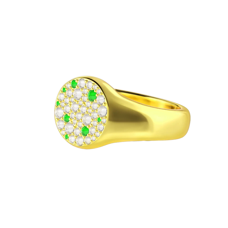 Reverse Set Diamond Signet Ring - Mix - APORRO