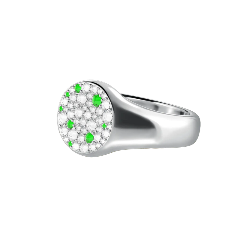 Reverse Set Diamond Signet Ring - Mix - APORRO