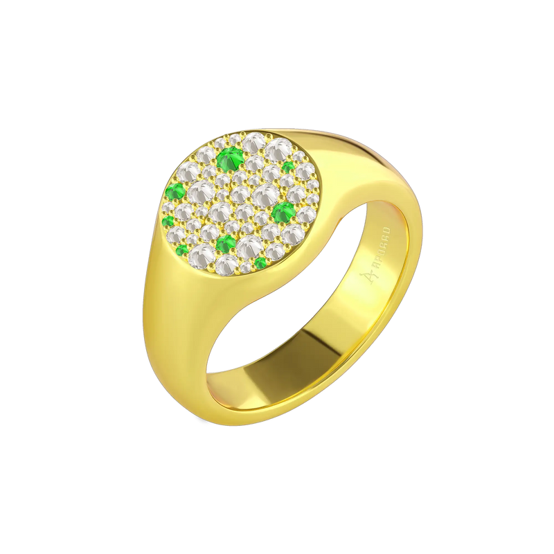 Reverse Set Diamond Signet Ring - Mix - APORRO