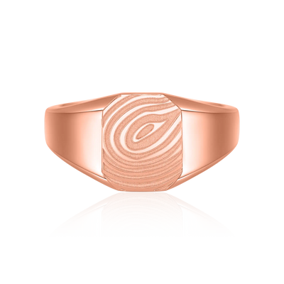 Anillo octágono de sello personalizado - Huella digital
