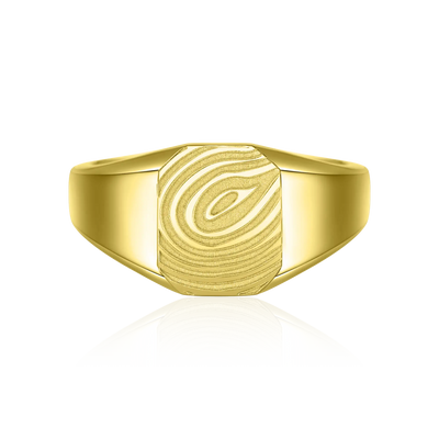 Anillo octágono de sello personalizado - Huella digital