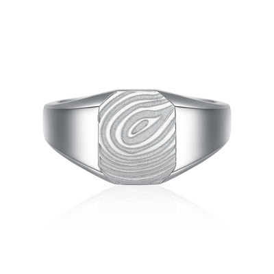 Anillo octágono de sello personalizado - Huella digital