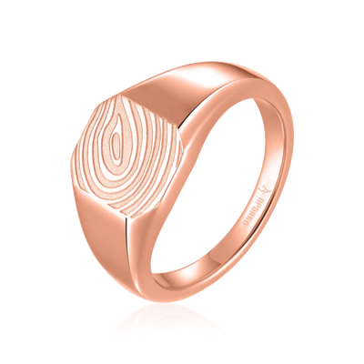 Anillo octágono de sello personalizado - Huella digital