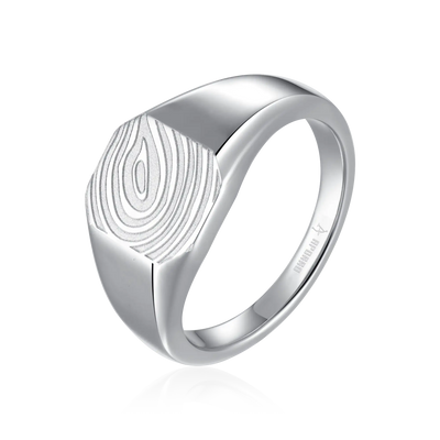 Anillo octágono de sello personalizado - Huella digital