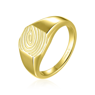 Anillo octágono de sello personalizado - Huella digital