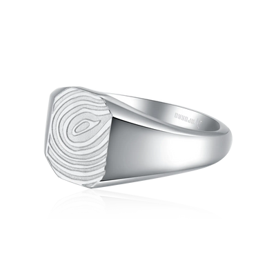 Anillo octágono de sello personalizado - Huella digital