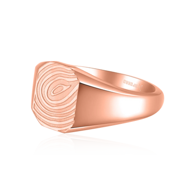 Anillo octágono de sello personalizado - Huella digital