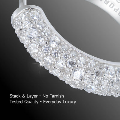 S925 Round Paved Hoop Earring - Medium