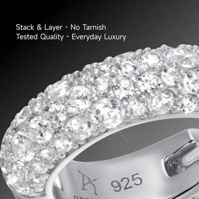 S925 Round Paved Hoop Earrings
