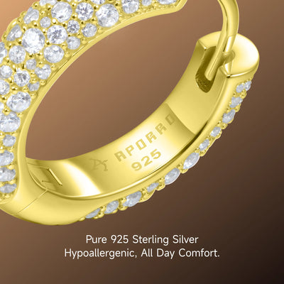 S925 Round Paved Hoop Earring - Medium