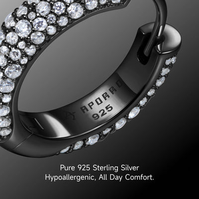 S925 Round Paved Hoop Earring - Medium
