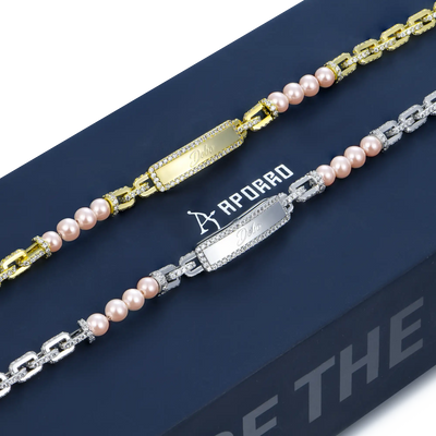 Bracelet personnalisé avec étiquette nominative en perles - 5 mm