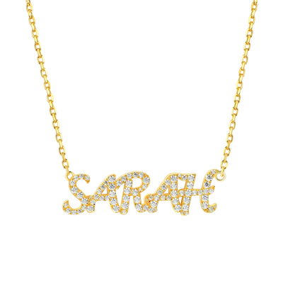 Custom 14k Gold Moissanite Cursive Letter Name Necklace