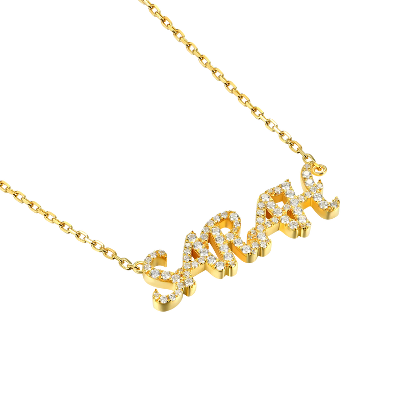 Custom 14K Gold Iced Buchstaben Kette