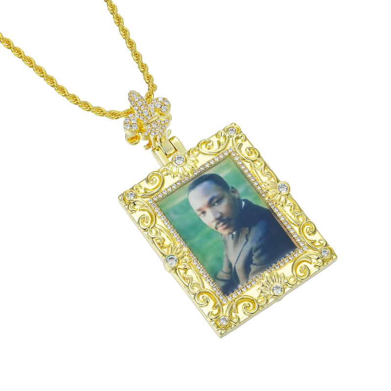 Custom Greek Pattern Vintage Rectangular Photo Pendant