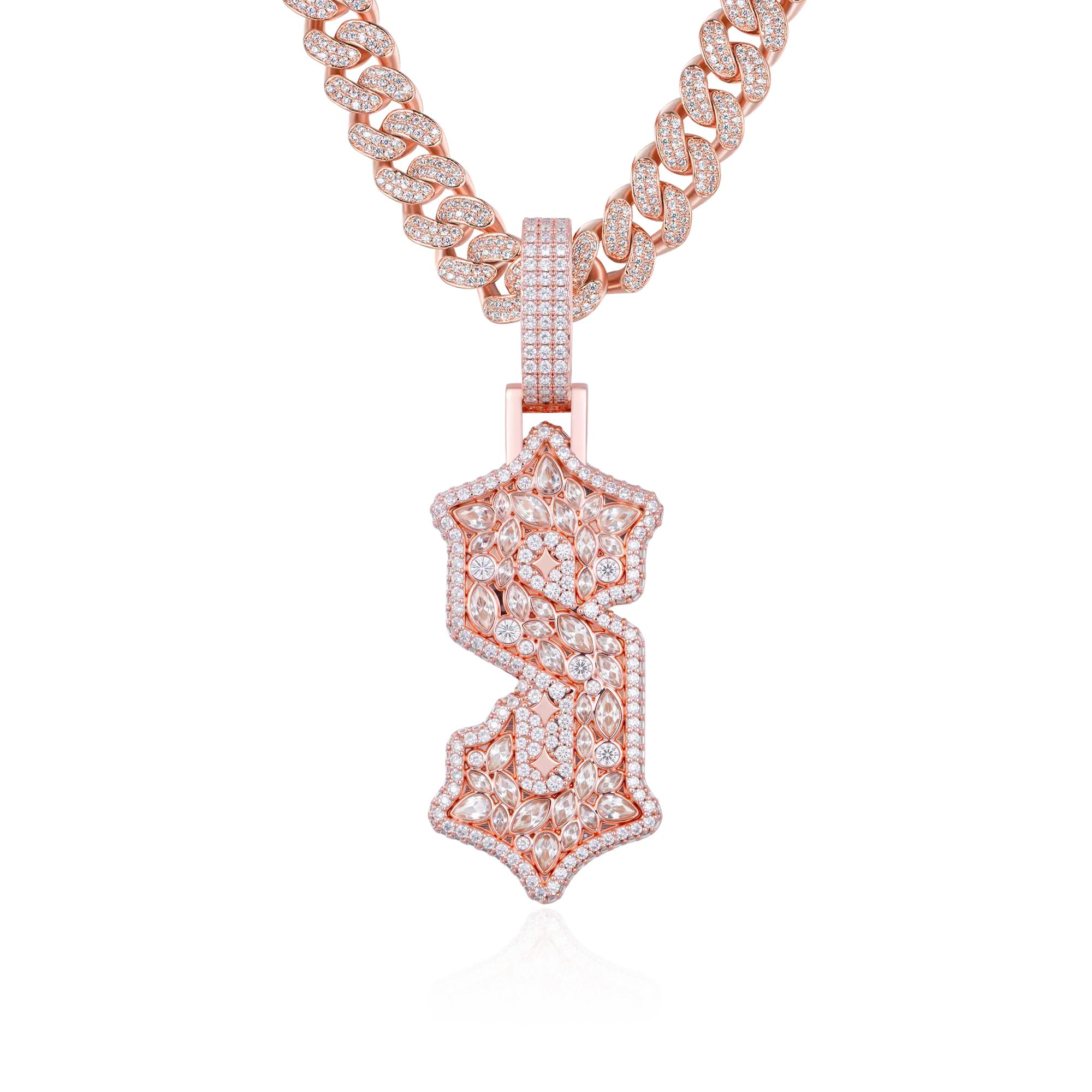 Custom Shaped Diamond Gothic Font Pendant - 51mm