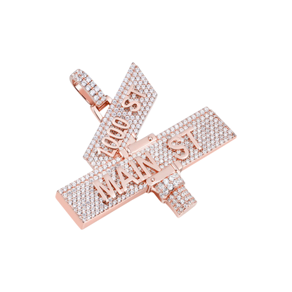 Custom White Iced Street Sign Pendant