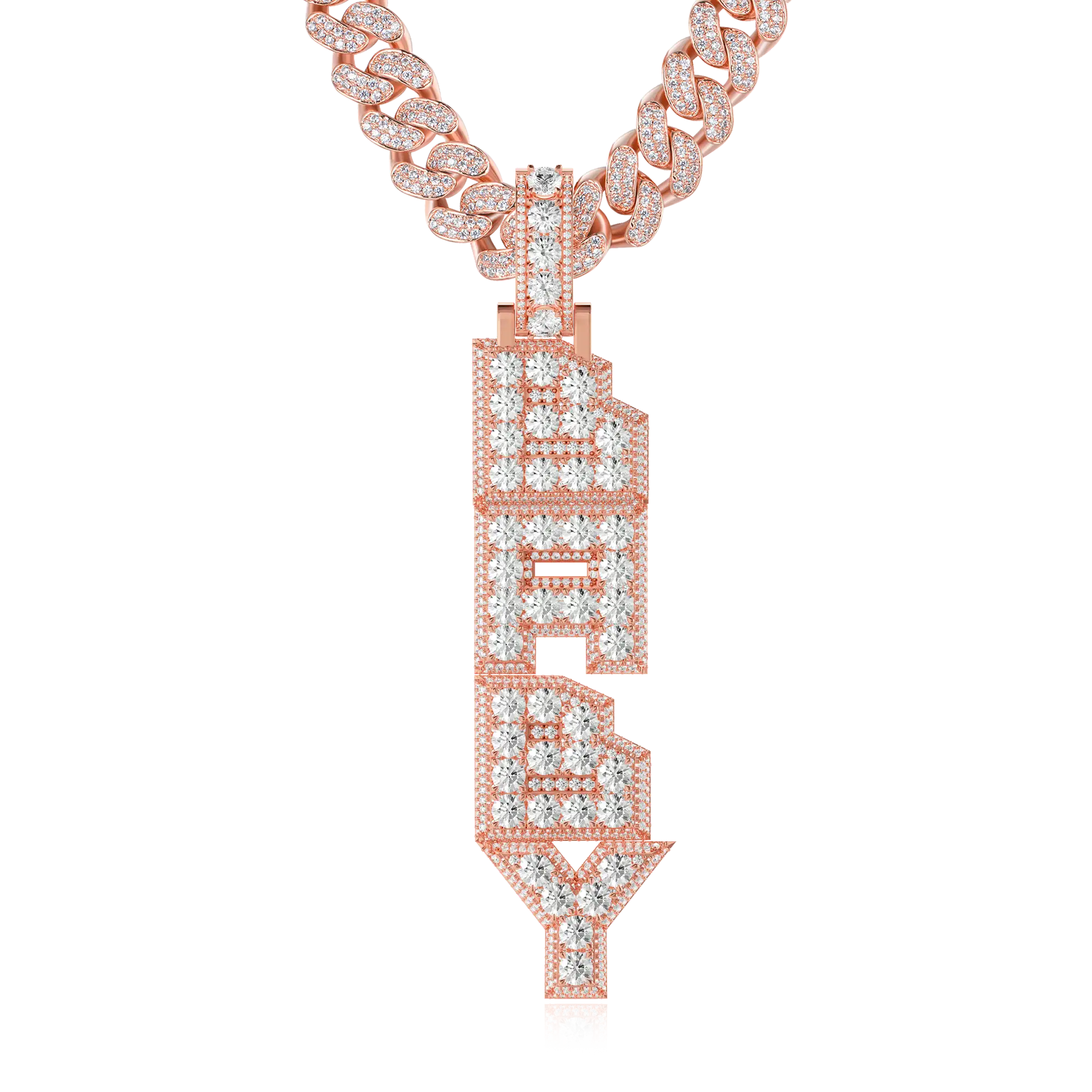 Benutzerdefinierte Strahlungsschichten vertikaler Buchstabenanhänger - Roségold