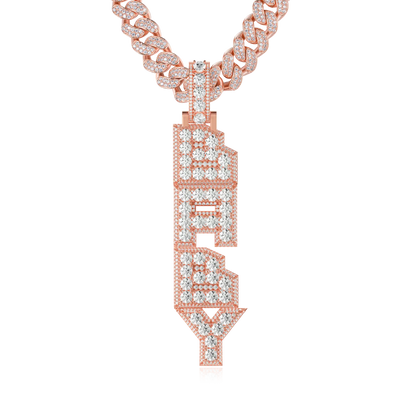 Custom Radiant Layers Vertical Letter Pendant - Rose Gold