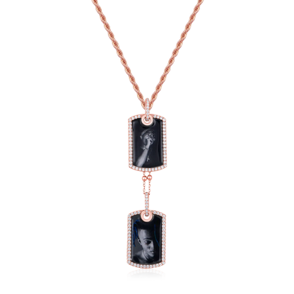 Custom Double Dog Tag Photo Frame Pendant