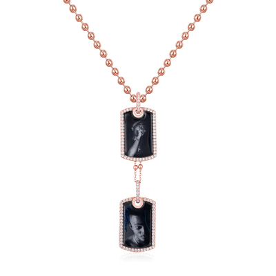 Custom Double Dog Tag Photo Frame Pendant