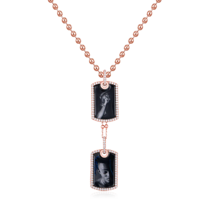 Custom Double Dog Tag Photo Frame Pendant