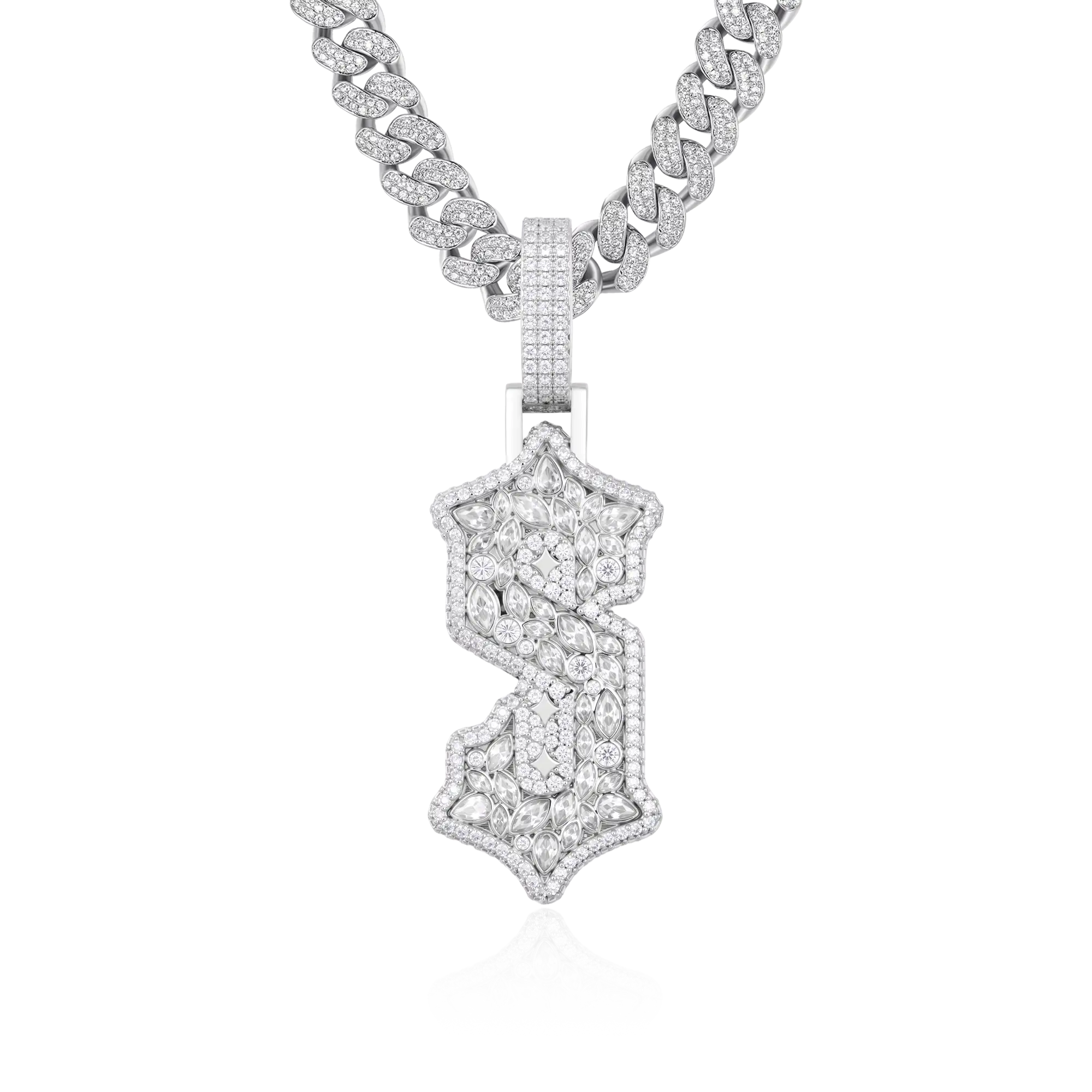 Custom Shaped Diamond Gothic Font Pendant - 51mm
