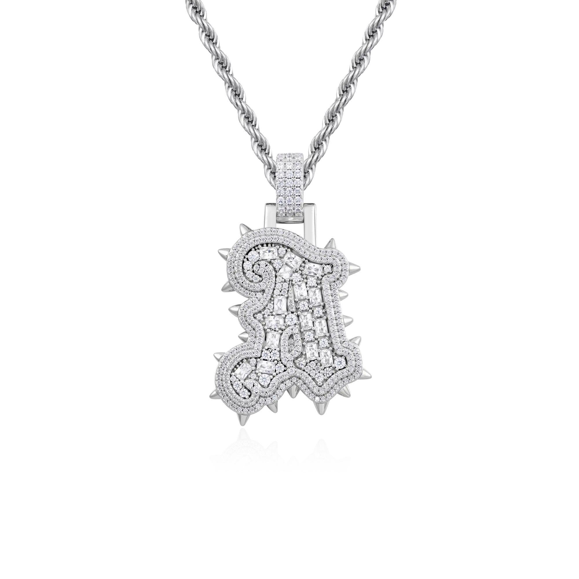 Custom Old English Willow Studded Font Pendant