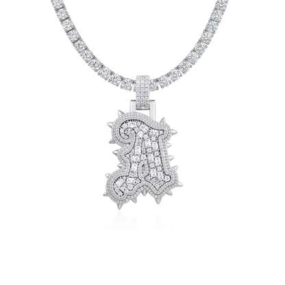 Custom Old English Willow Studded Font Pendant