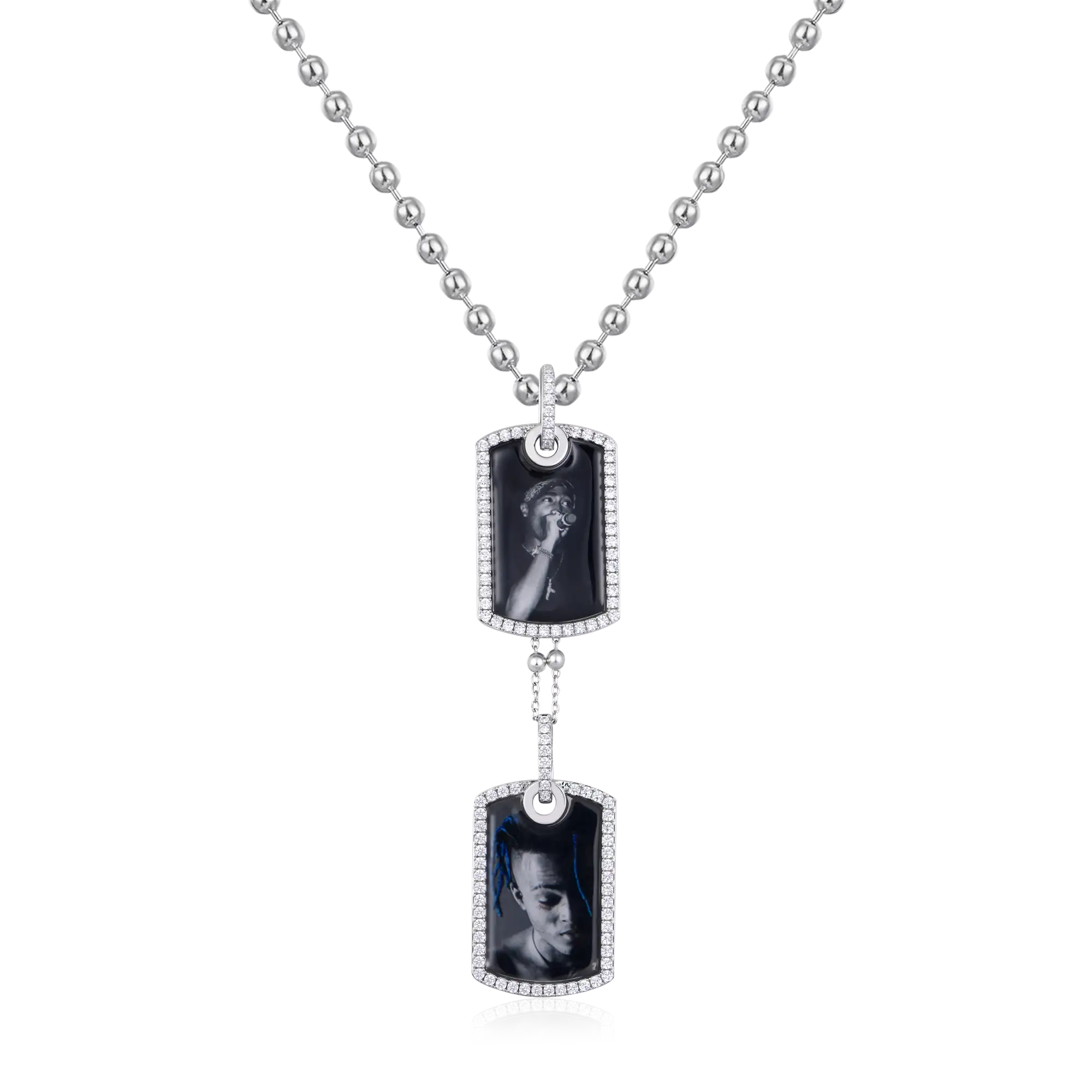 Custom Double Dog Tag Photo Frame Pendant