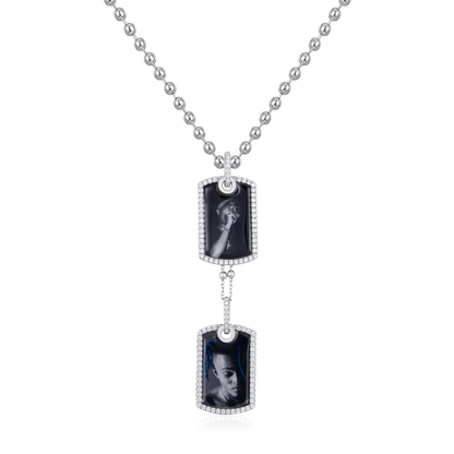 Custom Double Dog Tag Photo Frame Pendant