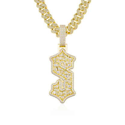 Custom Shaped Diamond Gothic Font Pendant - 51mm