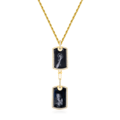 Custom Double Dog Tag Photo Frame Pendant