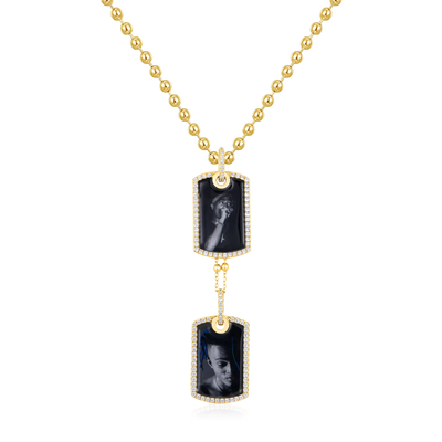 Custom Double Dog Tag Photo Frame Pendant