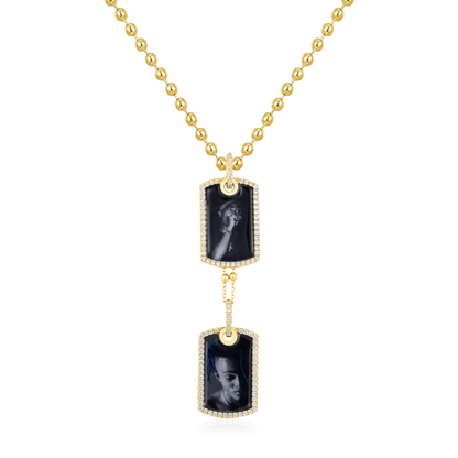 Custom Double Dog Tag Photo Frame Pendant